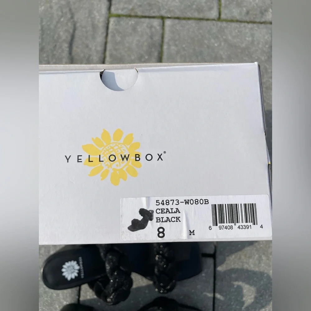 Women’s Yellow Box Ceala Black Braided Sparkling Block Heel Sandals 8 ✨NEW✨ - Picture 9 of 9